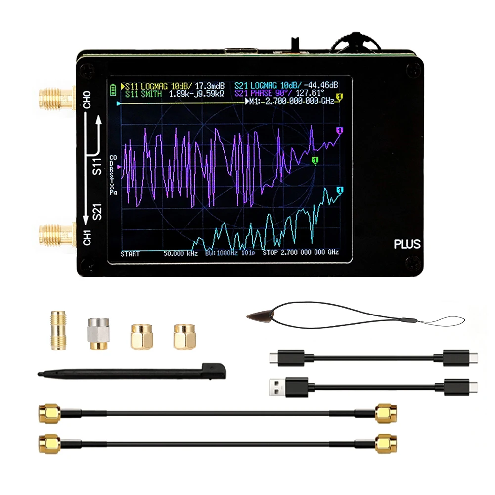 Upgrade 50KHz-2.7GHz Vector Network Analyzer VNA-H Tester Portable Handheld RF Analyzer With For SMA Calibration Kit For HF VHF