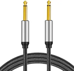 1/4 Inch TS 6.35mm To 6.35 mm Male Plug Mono Nylon Braid Cable 6.5 mm Unbalanced Audio Cord for Guitar Instrument Mixer Keyboard