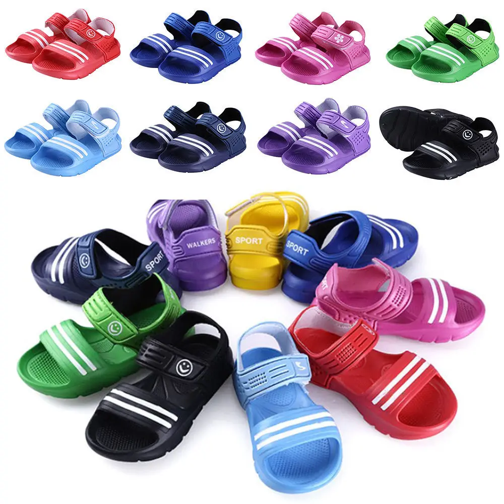 Sandalias informales de playa para niños y niñas, zapatos planos ligeros y transpirables de PVC, novedad de verano