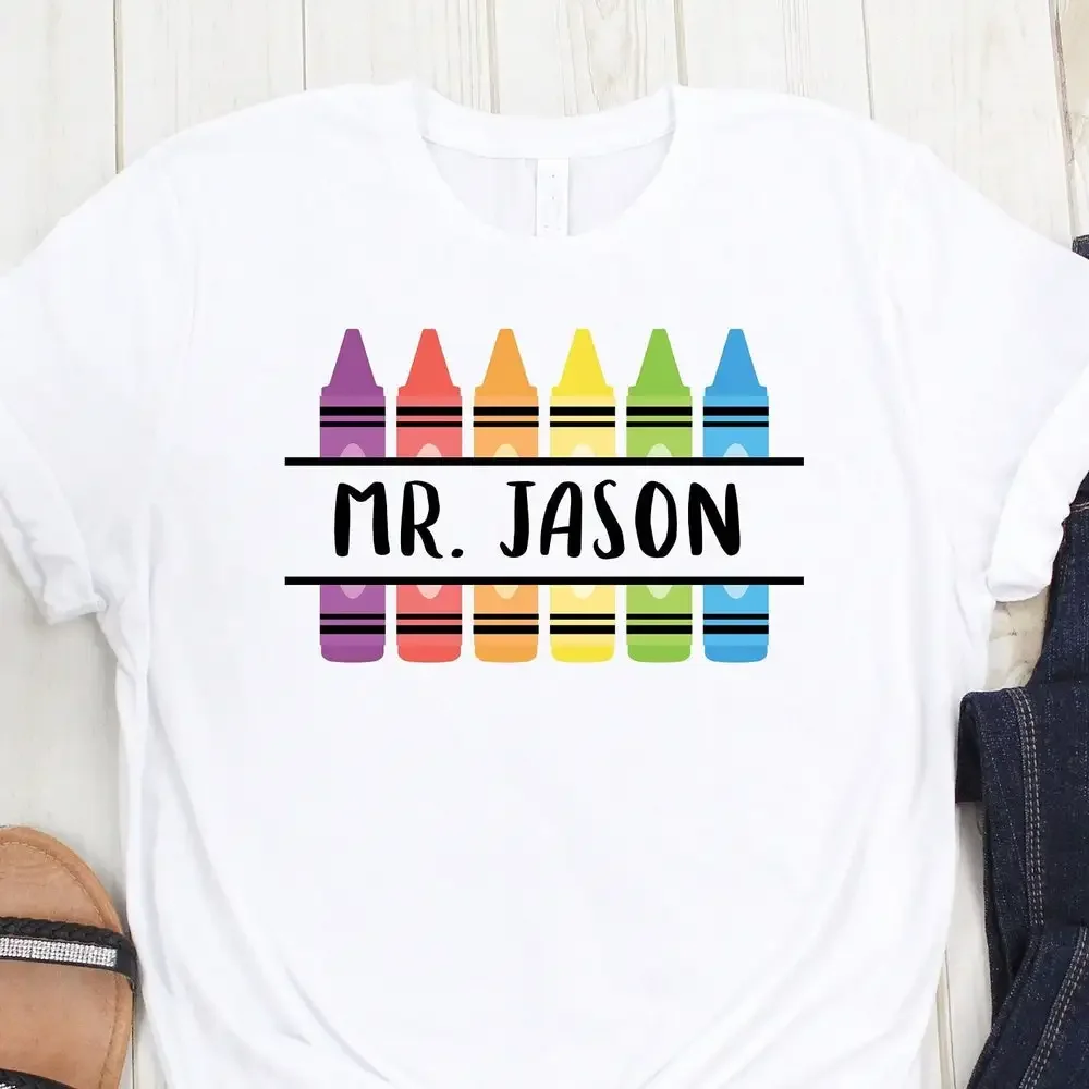 Custom Teacher T Shirt Personalization Cute Funny Love Colorful Pen Name