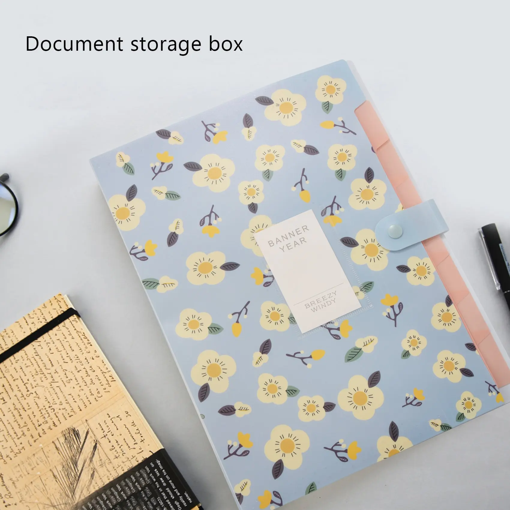 Expanding File Folder A4 and Letter Size Archival File Holder Organizer 8 Pockets (Blue)