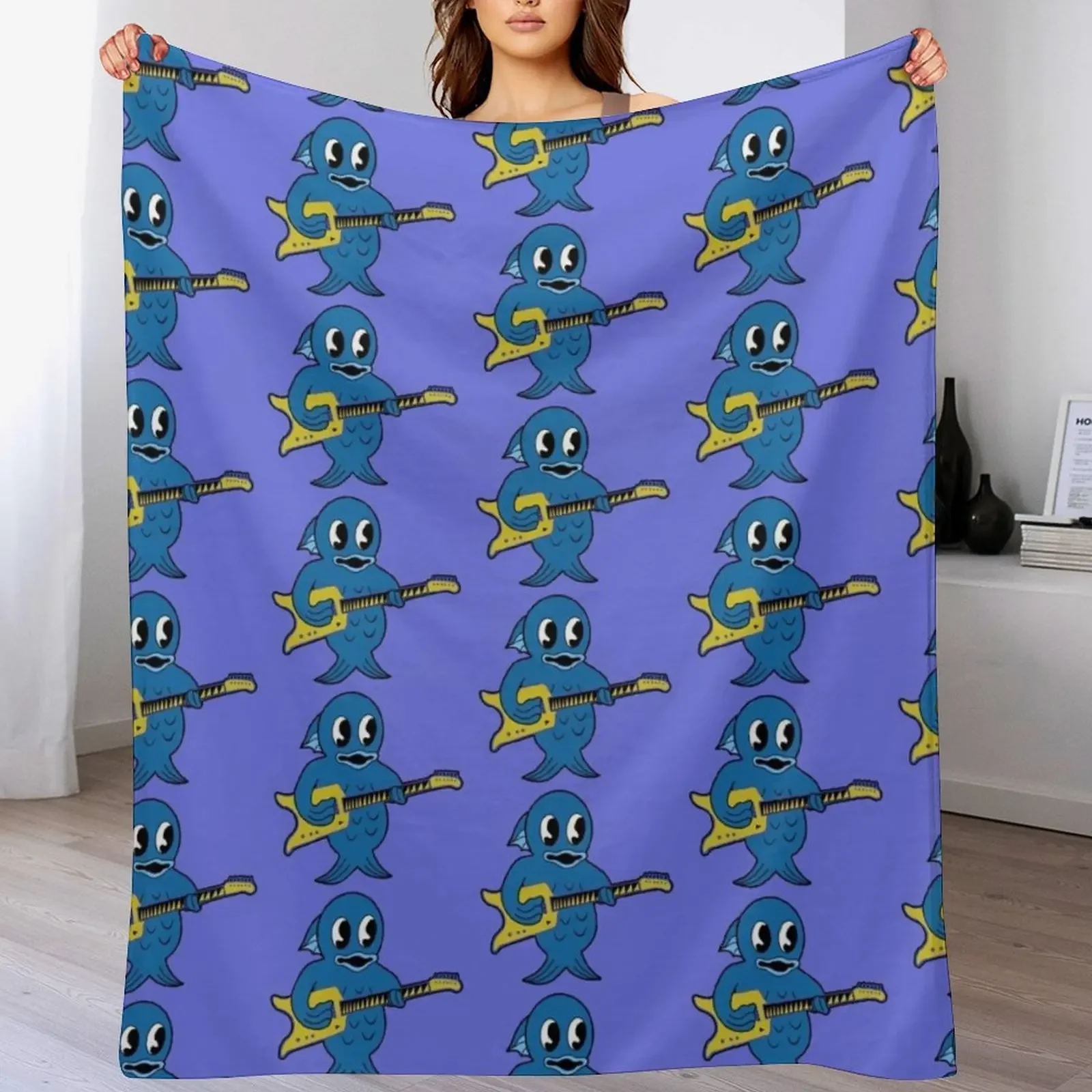 Couverture en peluche douce et moelleuse King Gizzard - Microtonal Fishie 2022 version HQ - Tous les profits sont reversés à une association caritative