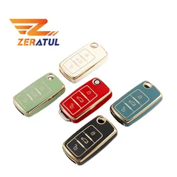 For VW POLO Bora Beetle Tiguan Passat Golf Jetta Eos for SKODA Fabia Octavia TPU Car Key Case Fob Cover Shell Holder Protector