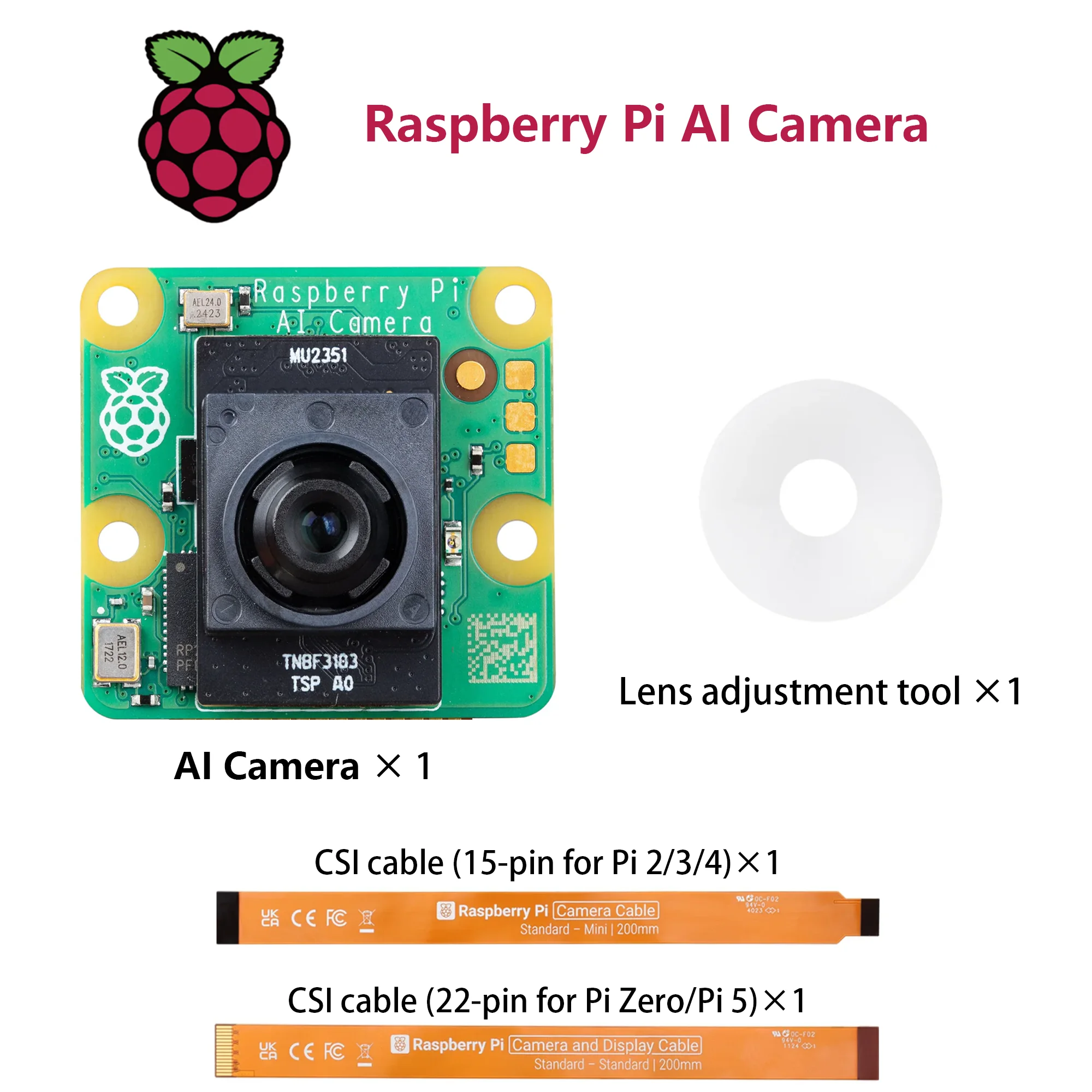 Official Raspberry Pi AI Camera 12MP Sony IMX500 Intelligent Vision Sensor For Raspberry Pi Computers