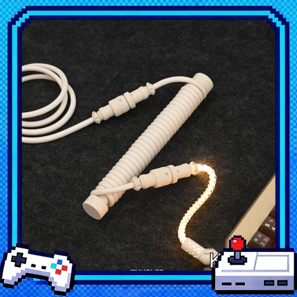 Tumbler Studio RGB Three-Section Custom Mechanical Keyboard Aviator Cable Lighting Coiled Gaming Cord Magnetic Switch Accessory