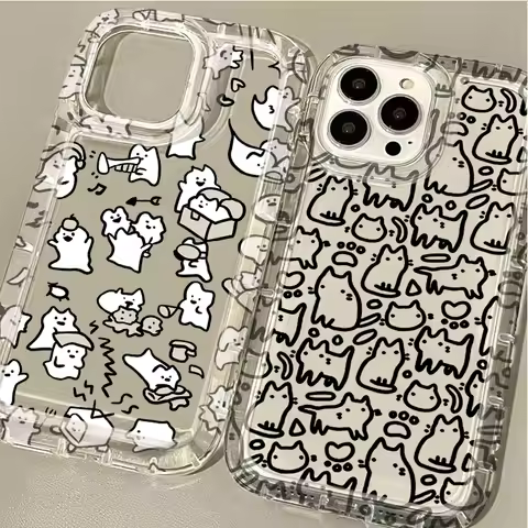 Printing TPU Case for Samsung Galaxy S24 Ultra S23 S22 S21 FE S20 Plus Note 20 10 Pro A34 A54 A33 A53 Sketch Graffiti Lovely Cat
