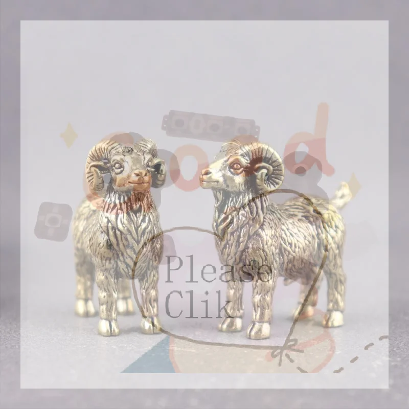 【HG】Animal Ram Retro Goat Miniatures Figurines Brass Small Statue Desktop Ornaments Vintage Home Decorations Crafts Accessories