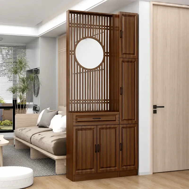 New Chinese Style Solid Wood Entryway Cabinet Modern Simple Door Screen Living Room Shoe Storage Partition Porch Furniture