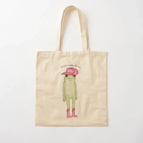 

You Re A Cowboy Like Me Frog Cotton Canvas Bag Travel Tote Shoulder Bag Fabric Designer Women Fashion Unisex Reusable Foldable