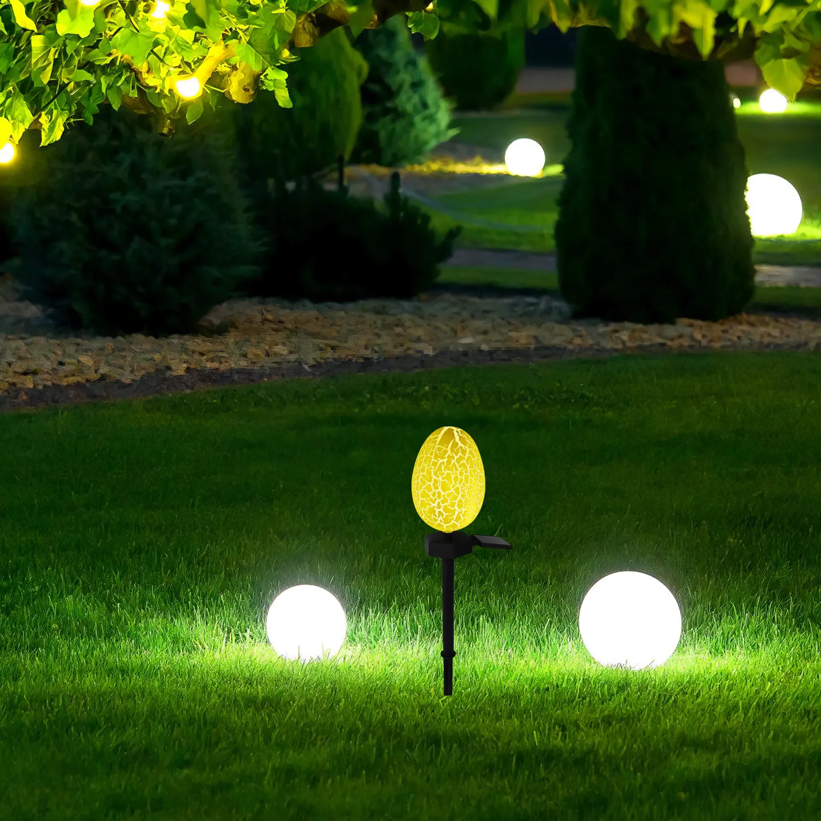 Garden Stake Light Cover Crackle Easter Egg Lampshade Outdoor Yard Solar Powered Replacement Pathway Patio Light Cover