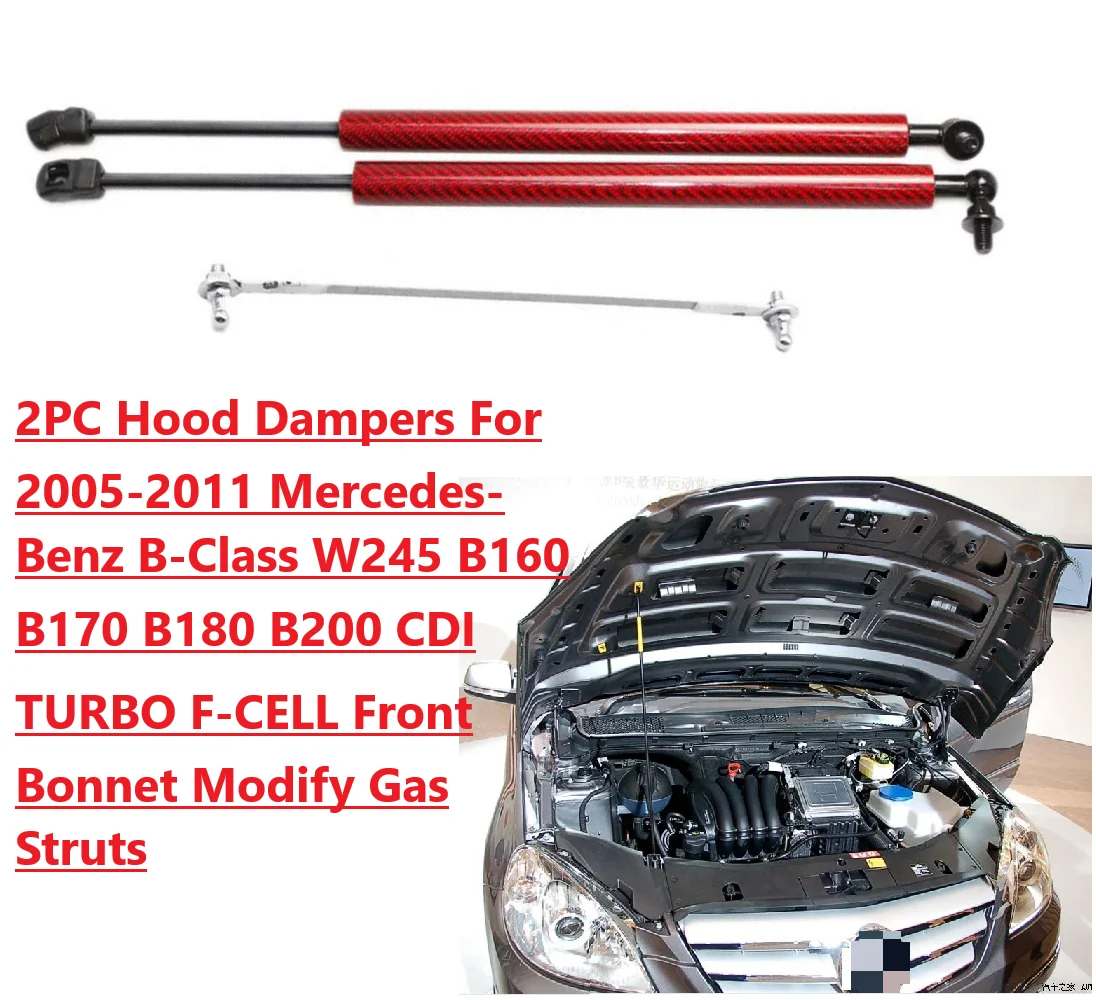 

Hood Dampers For 2005-2011 Mercedes-Benz B-Class W245 B160 B170 B180 B200 Front Bonnet Modify Gas Struts Lift Support Shock Rods