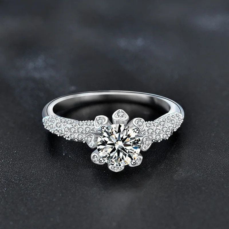 خاتم مخصص من الفضة الإسترليني عيار 925 مع تصميم باقة زهور مرصعة بالألماس – مجوهرات فاخرة خفيفة لهدايا الزفاف