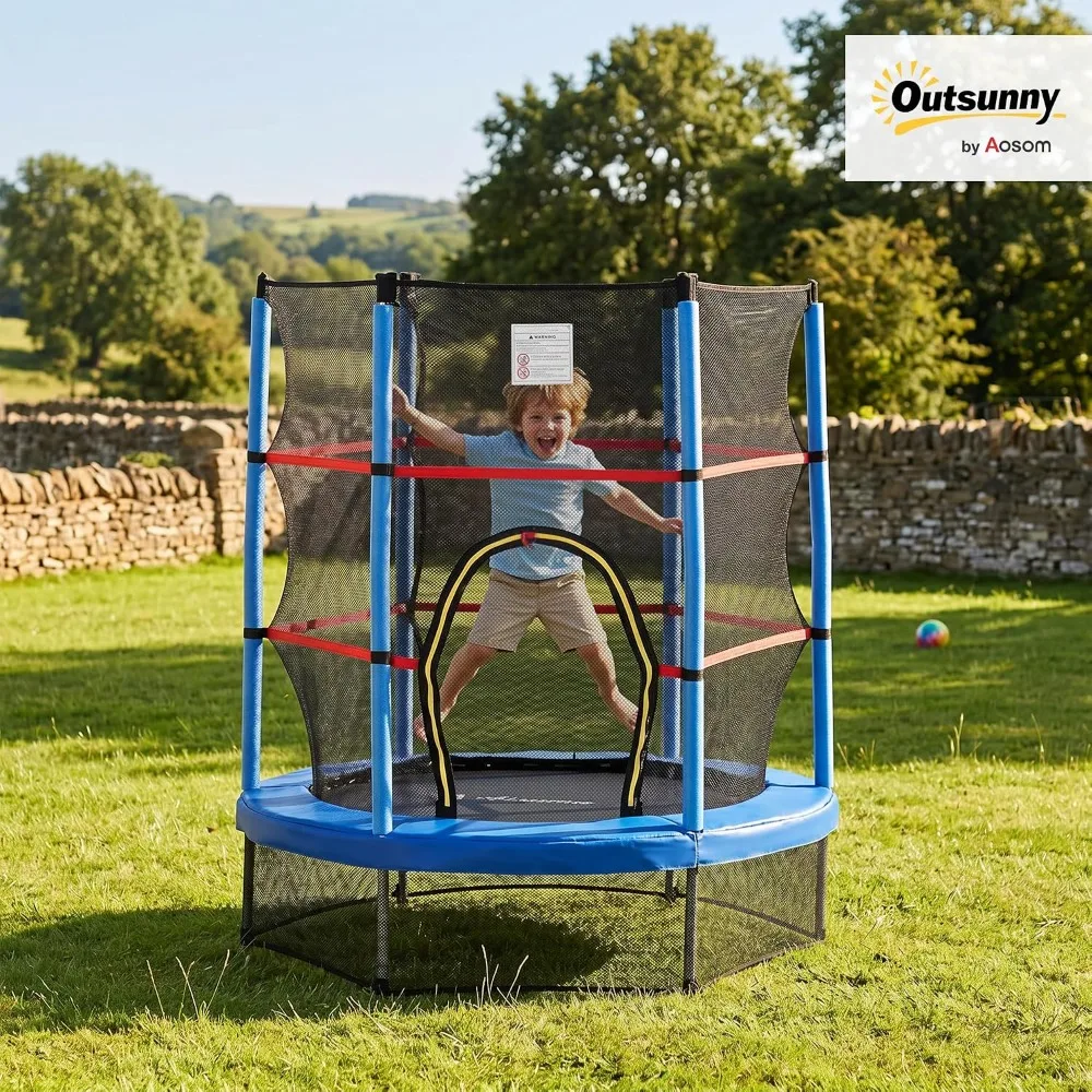 55" Mini Trampoline for Kids 3-6, Indoor/Outdoor with Enclosure Net, Springless Design, Safety Pad, Steel Frame, 99 lbs Capacity view 2