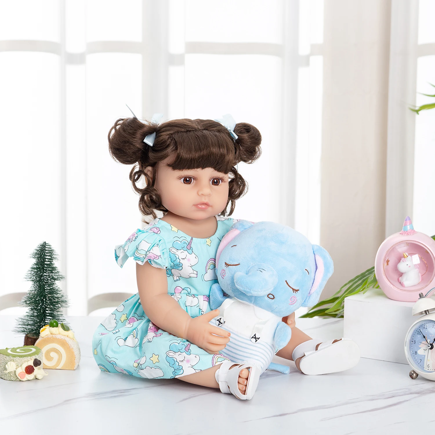 BRASTOY Baby Reborn Doll 48cm جسم سيليكون مع لعبة محشوة، شحن البرازيل