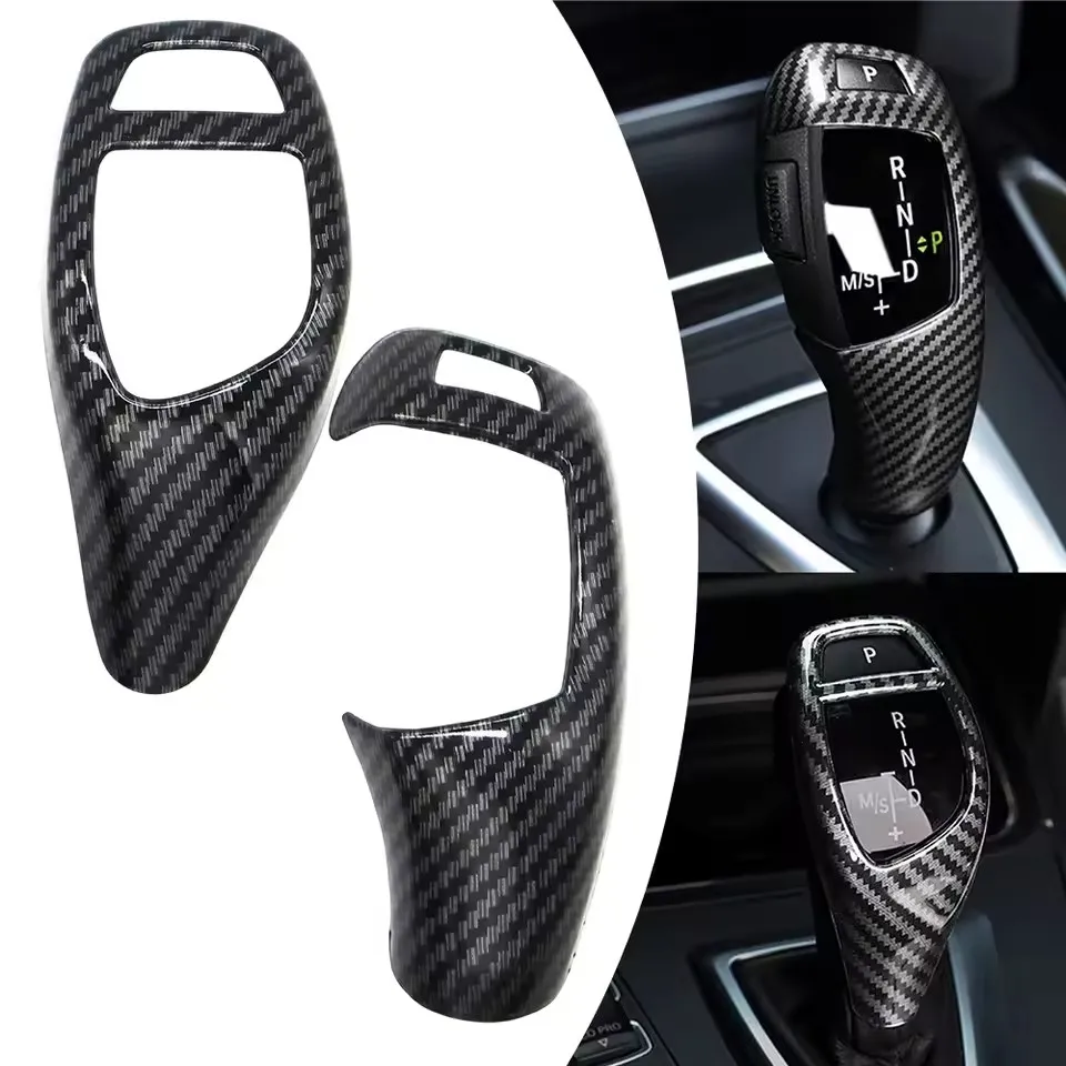 Car Carbon Fiber Texture Gear Shift Panel Frame Gear Knob Cover Head Trim for BMW F30 F10 F15 F07 F20 F21 F22 F32 F34 F35 5GT