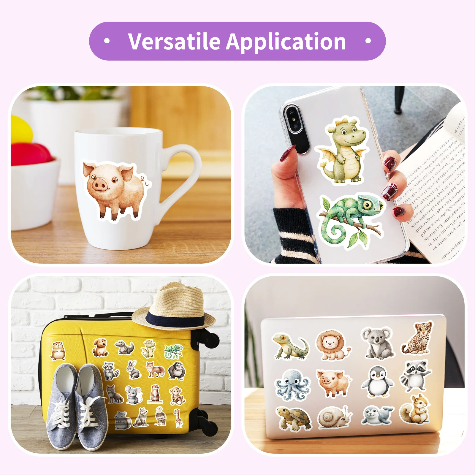 50Pcs 3D Animal Stickers for DIY Laptop Decor Koala Penguin DIY Stickers For Notebook Stationery