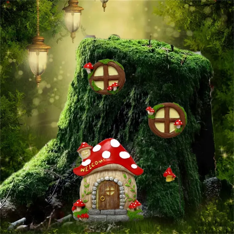 

Glow-in-the-Dark Mushroom House - Handmade Resin Ornament for Home & Patio
