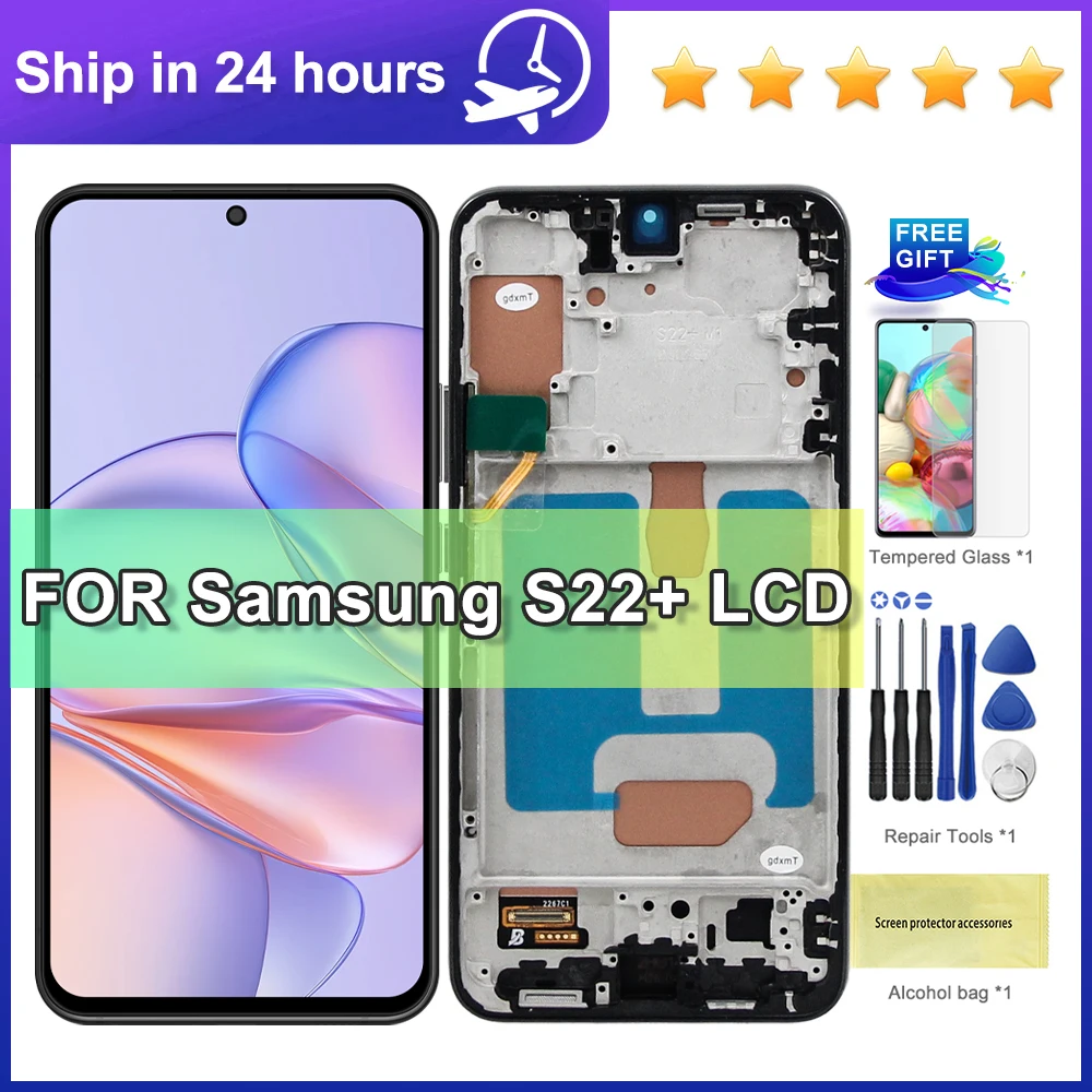 Für Samsung S22 plus LCD TFT getestet Display Touchscreen Digitizer S906B S906U S906W S906N Rahmen im Lieferumfang enthalten für Samsung S22+ 5G