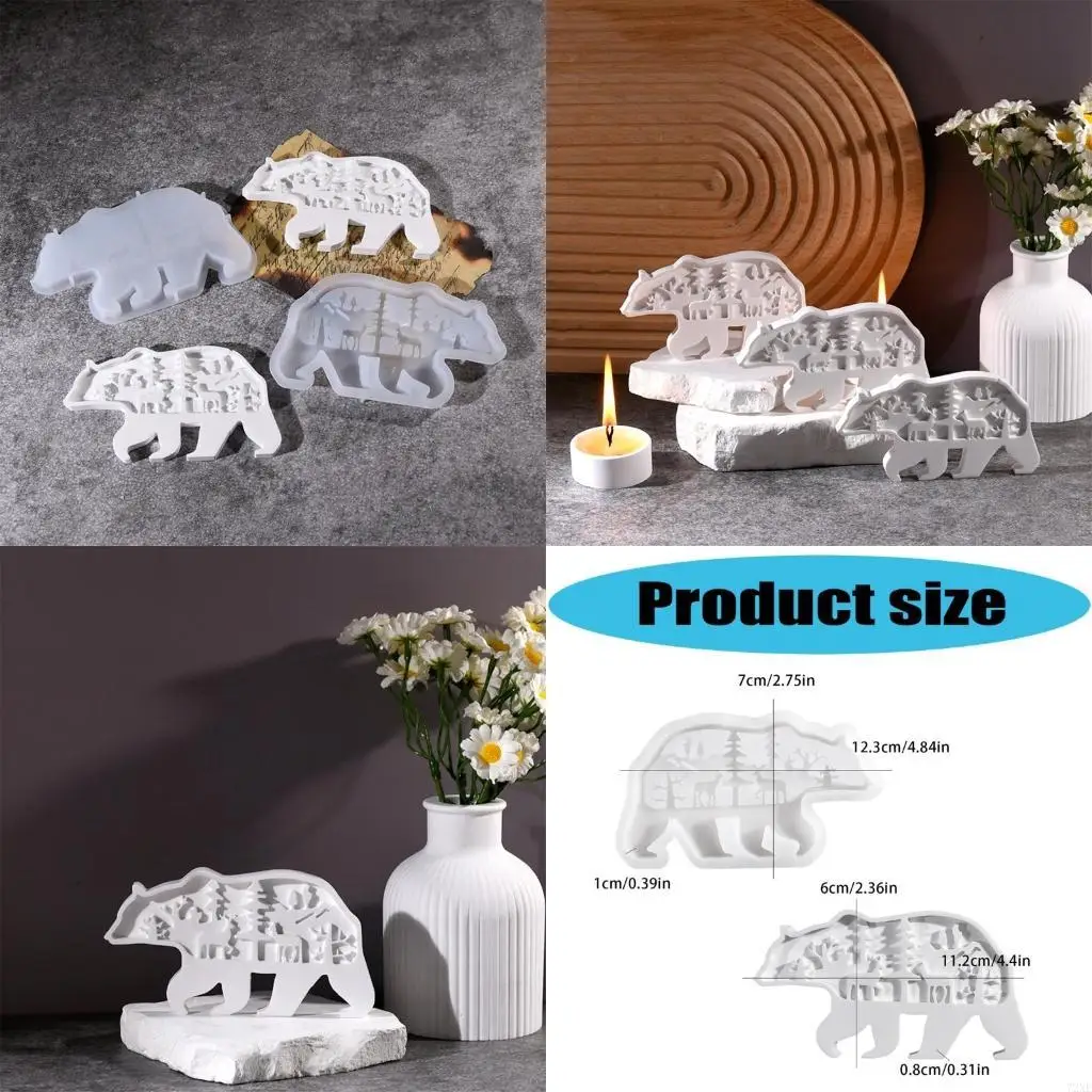 

72XE Multipurpose Sturdy Silicone Mould to Craft Polars Bear Holders Easy Demolding Portable for Artistics Home Decoration