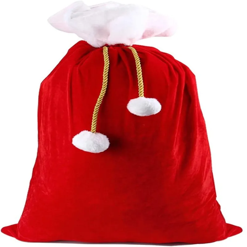 Extra Large 70x100cm Velvet Christmas Sacks Red Drawstring Santa Claus Gift Packing Bag For Xmas Decor Snacks Candy Gift Bags