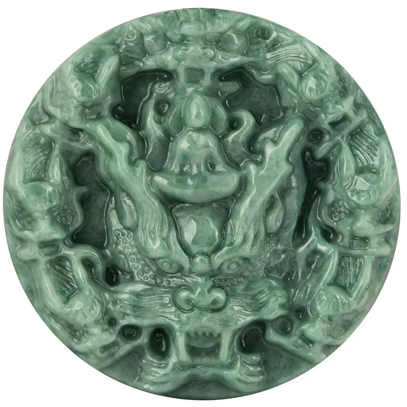 

Burmese Jade Dragon Pendant Necklace Talismans Jadeite Real Amulets Natural Green Accessories Amulet Emerald Jewelry Vintage