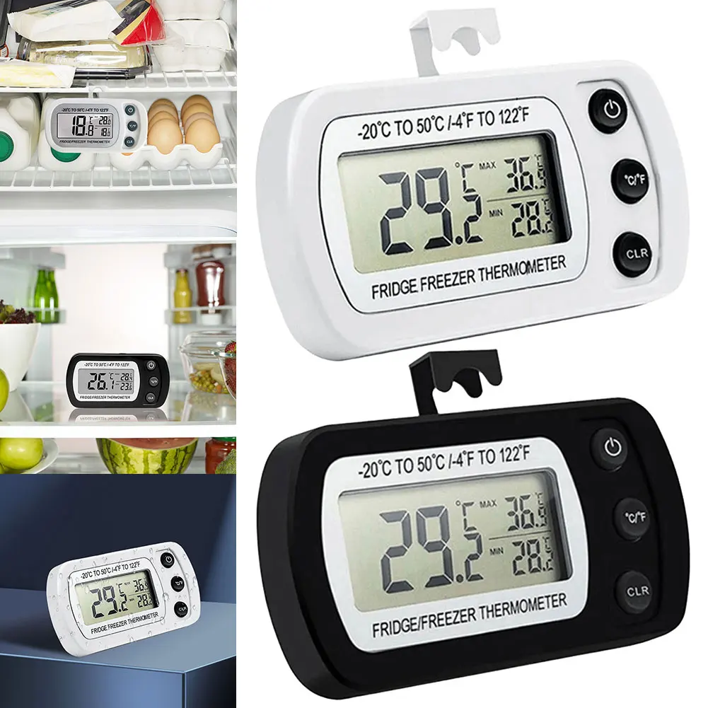 Digital Fridge Thermometer Max/Min Record Waterproof Refrigerator Thermometer Magnetic Back& Hook for Kitchen Home Restaurant