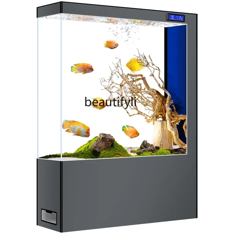 

Entrance fish tank partition living room screen ultra-white glass large floor-to-ceiling ecological aquarium