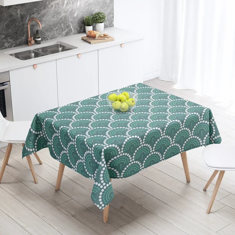 Avocado Green Tablecloth for Dining Table Geometric Tablecloth Picnic Plaid Cover Waterproof, Anti-stain Wipes, Party Decoration