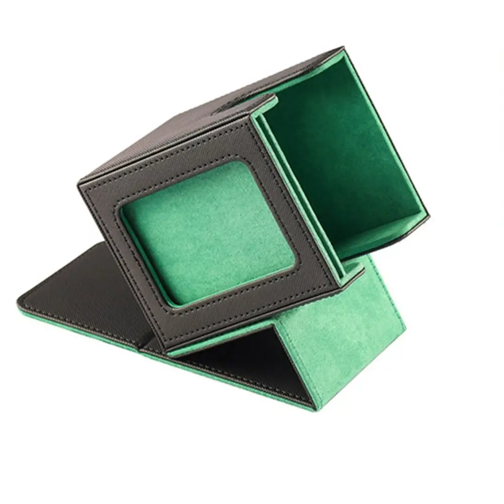 Fashion PU Leather Card Deck Box With Window Flannel Window Collection Box Collection Game MTG Trading Card Holder