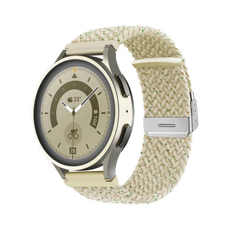 

Fashion Color-Block Elastic Strap For Galaxy Watch7 For Huawei GT5, Premium Braided Band with Airflow Vents & Durable Buckle