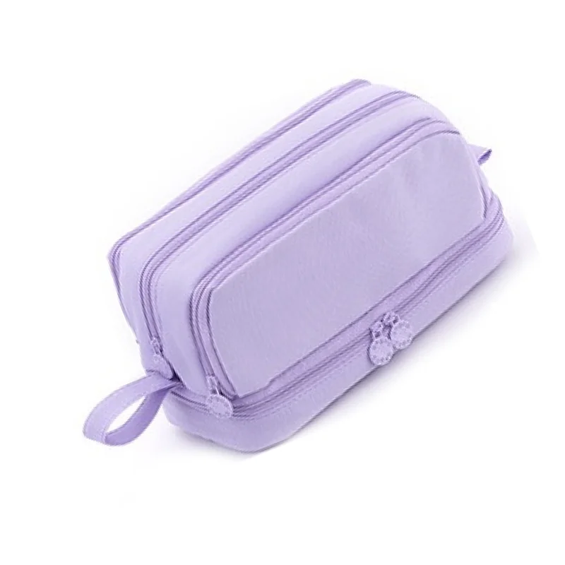 ANGOO 4 divisori astuccio portapenne Dual Side Open Easy Handle Storage Pouch per cancelleria scuola studente viola