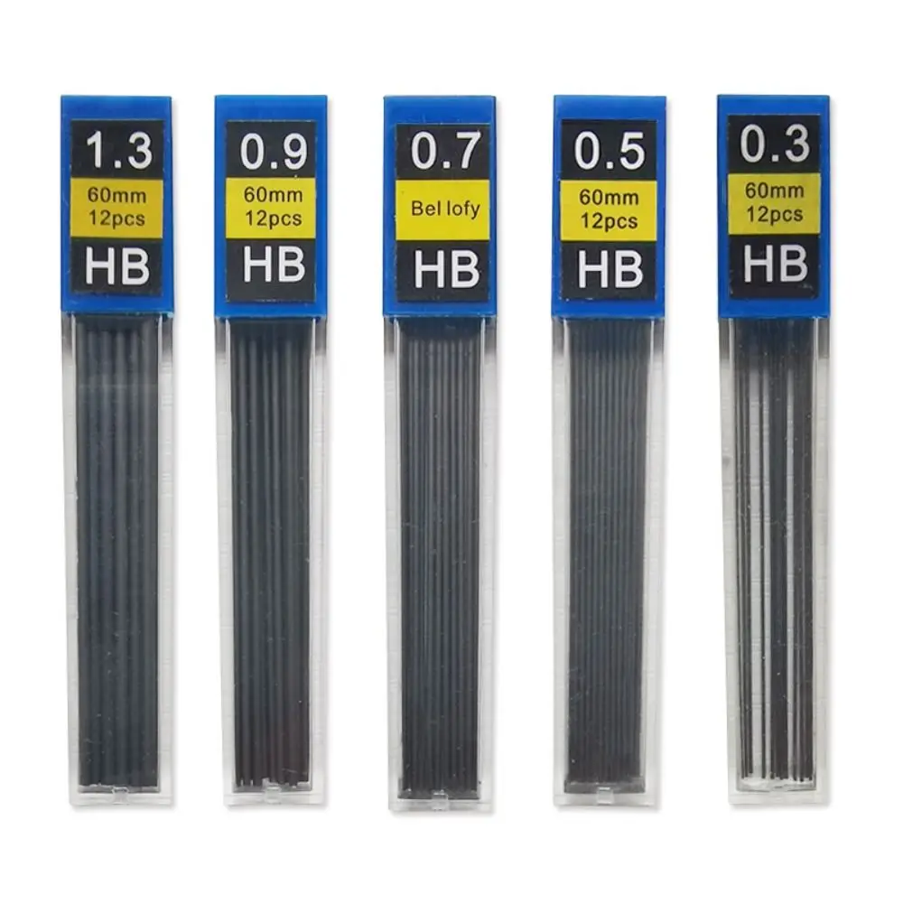 6 Boxes 0.3/0.5/0.7/0.9/1.3/2.0/3.0mm Automatic Pencil Refill Black Erasable Mechanical Pencil Lead Replace