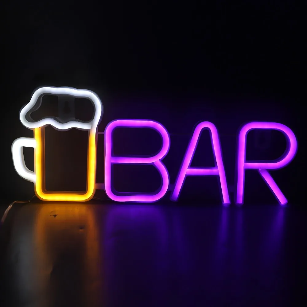 

High Safety Beer Bar Shaped LED Neon Sign USB or Battery Powered Neon Sign LED Sign Home