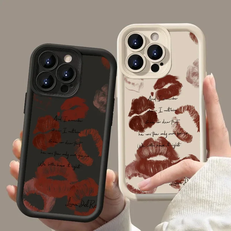 Sexy Girl Enchanting Lip Print Fashion For iPhone 16 15 14 13 12 11 Pro XR XS Max 7 8 Plus Shockproof Soft Phone Y2k INS Cover