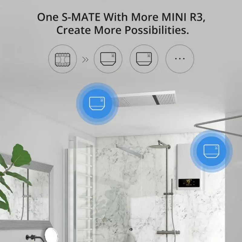 SONOFF MINIR3 / S-MATE WiFi Smart Switch 16A No Neutral Wire eWeLink Wireless Remote Control Works with Alice Alexa Google Home