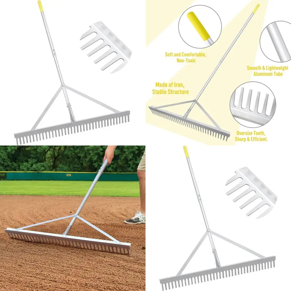 

Грабли для газона шириной 36 дюймов с легкой ручкой 69 дюймов для ухода за садом и пляжем