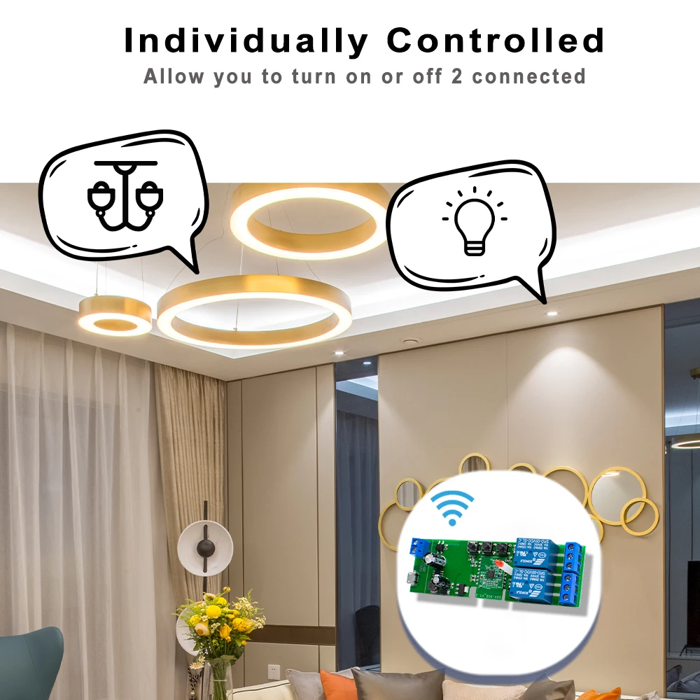 Imagem -06 - Módulo Interruptor Wifi Inteligente 12v 24v 220v 85250v App Ewelink Controle Remoto Canal Inching Relé Trabalhar com Alexa Google Home