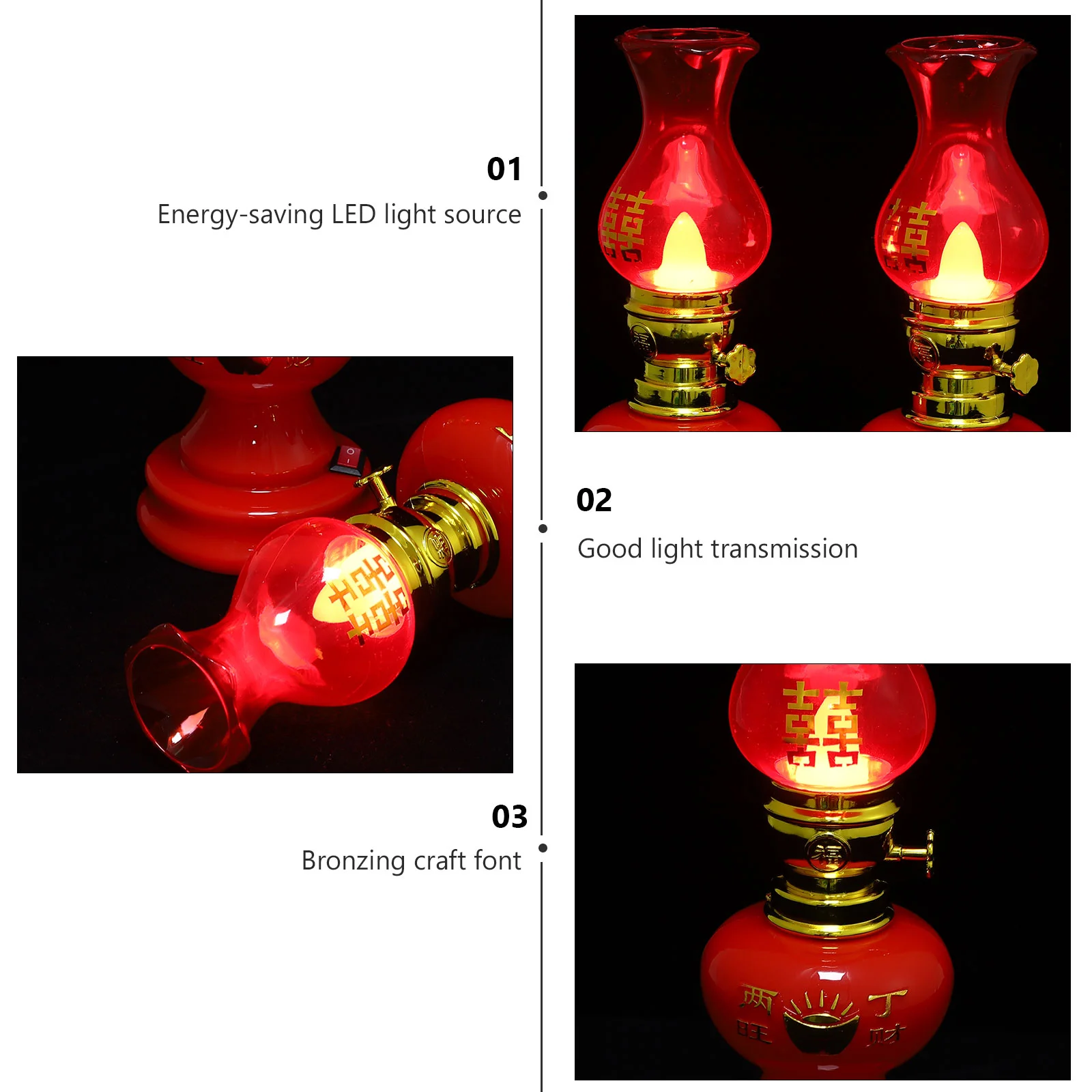 Wedding Lights LED Kerosene Lamp Chinese Style Decorative Oil Romantic Traditional Electric Taper Candles