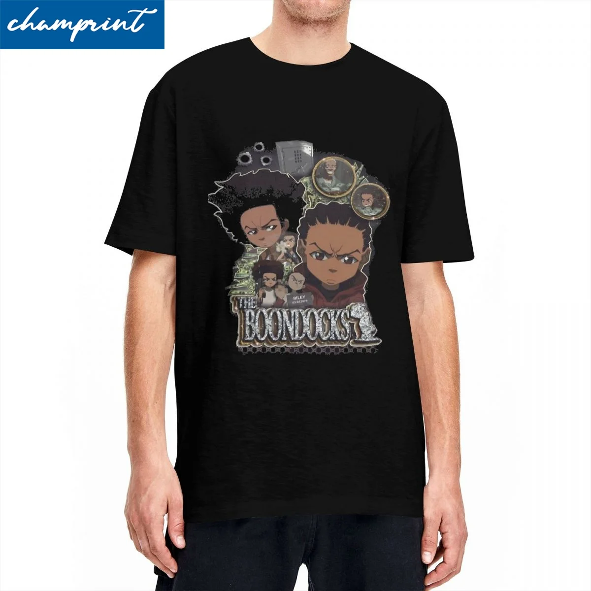 Men Women's The Boondocks Anime Cartoon T Shirt Huey and Riley 100% Cotton Clothes Cool Short Sleeve Round Collar Summer T-Shirt