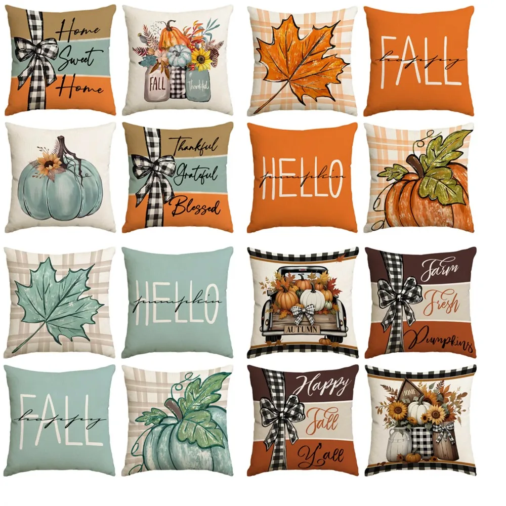 1Pc Thanksgiving Pumpkin Pattern Throw Pillow, Double-Sided Printed Design, Soft Plush Cushion with Insert, Home Decorative