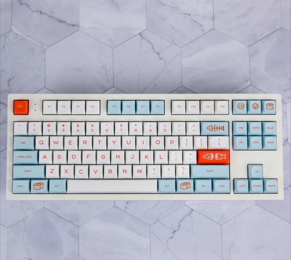 Salmon keycap XDA high PBT sublimation, mechanical keyboard customization OEM compatible CIY68-104 ikbc