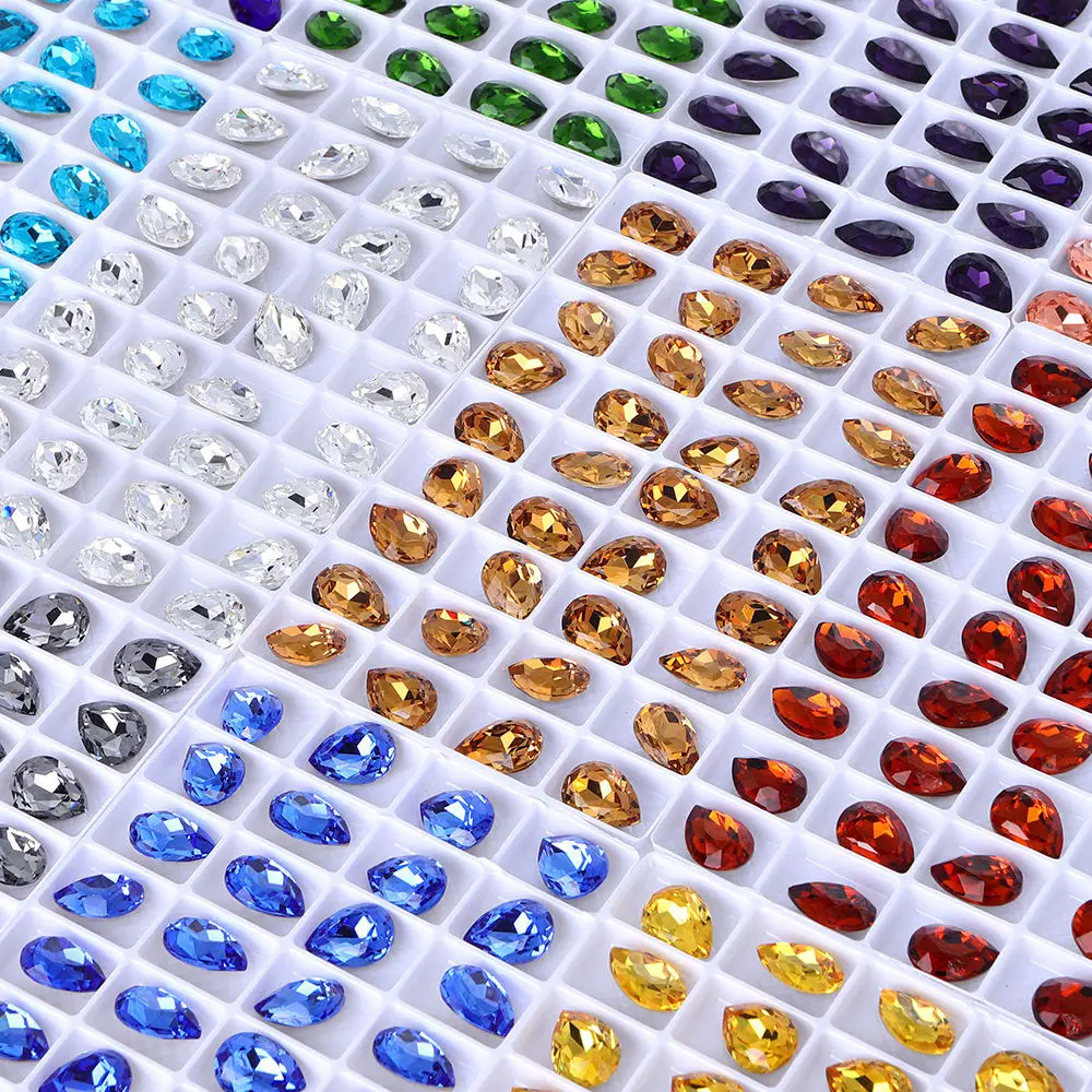 New Fancy K9 Glass Beads Top Quality Crystal Gem Stone Point Back Drop Shape Rhinestone For DIY Needlework Clothing Accessories