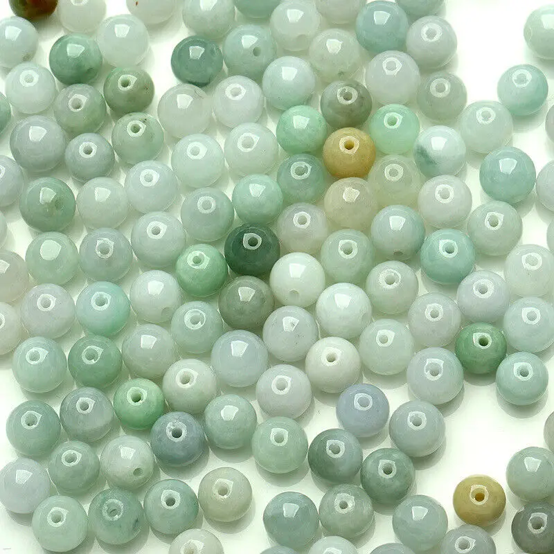 100Pcs 7.5mm Natural Emerald Jade Round Beads Diy Loose Beads for Pendant