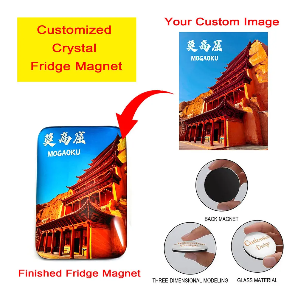 Personalized Crystal Fridge Magnets Custom Rectangle Photo Glass Cabochon Family Lovers Baby Memorial Gifts Home Decoration