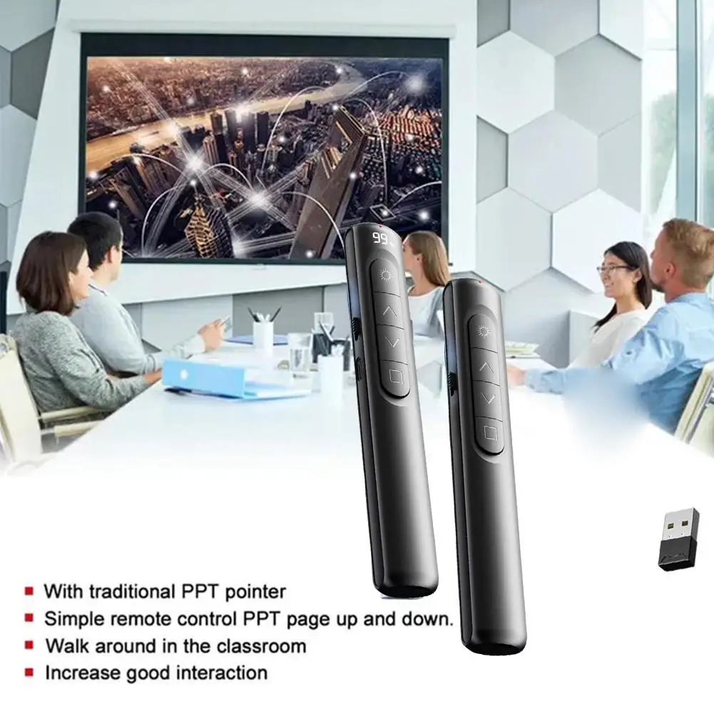 1pc Wireless Presenter Remote Control PPT Flipping Pen Flipping Functional Multi Business Pen Display Wireless Teaching Dig W2E5