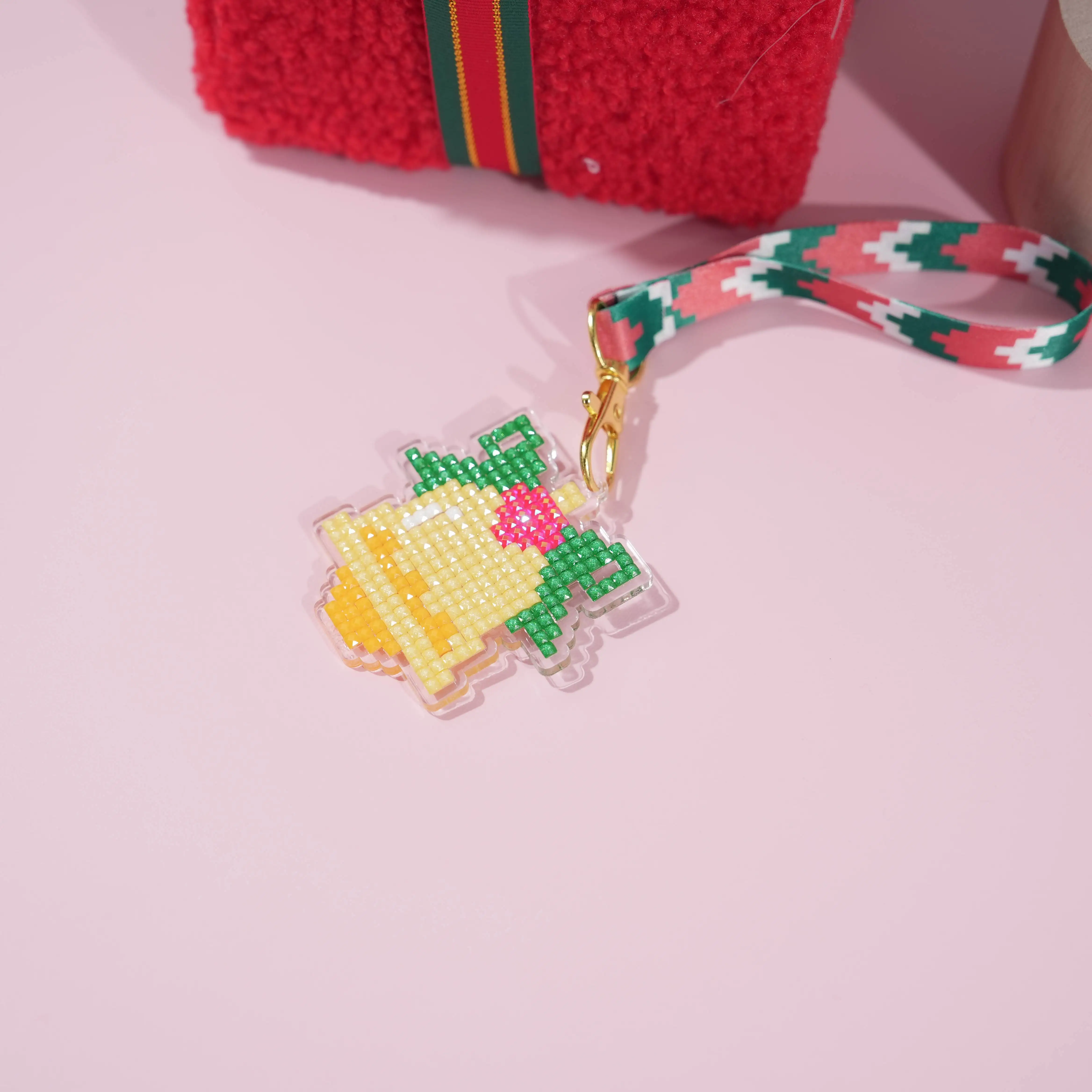 8Pcs Christmas Pixel Diamond Painting Keychain Kit,DIY 5D Full Square Drill Ornament Set,Xmas Tree Hanging Pendant Handmade Bag. - view 5