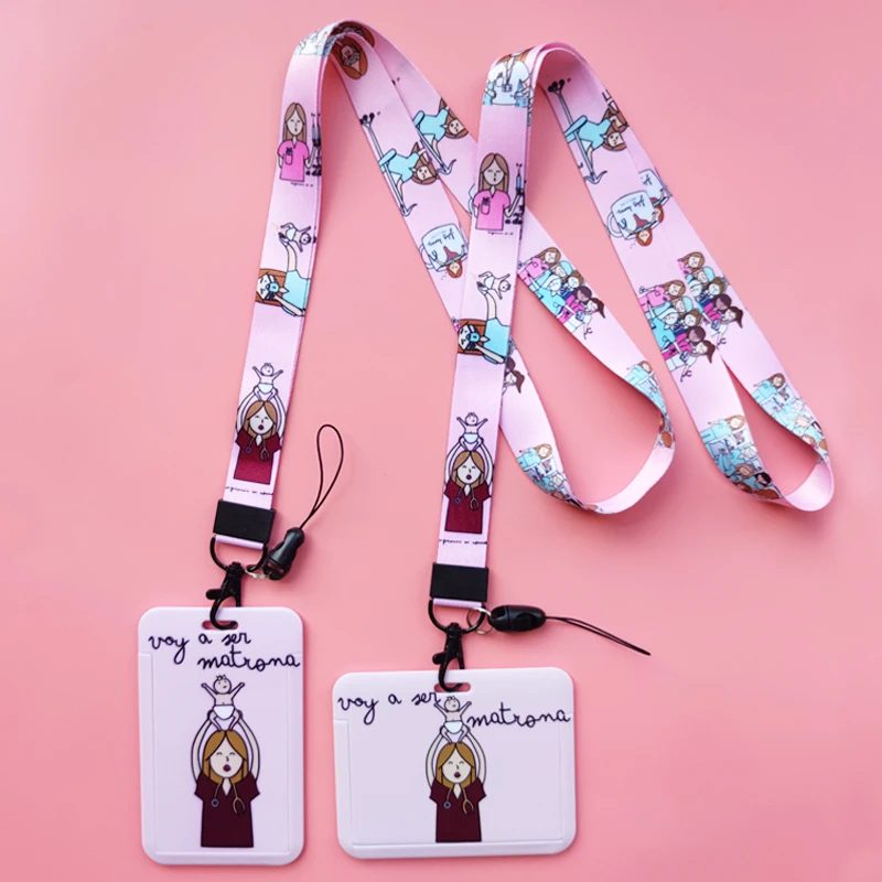 Hebamme Ausweishalter Lanyard Krankenhaus Arzt Umhängeband Kreditkartenetui Krankenschwester Kartenhalter Anmeldeinformationen Yoyo Einziehbarer Clip – Detail 2