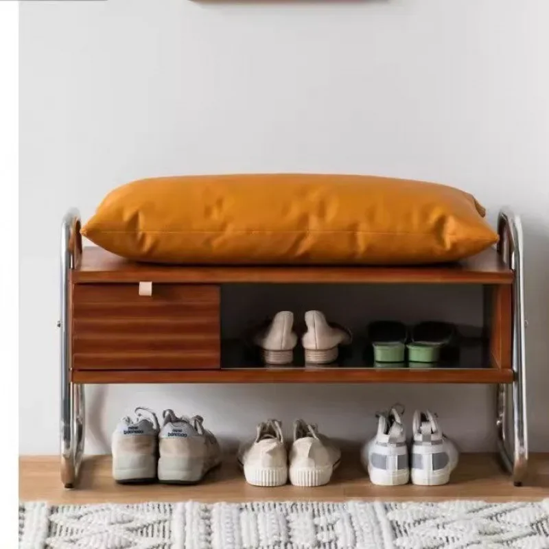 Small apartment corridor shoe stool solid wood home door can sit shoe cabinet