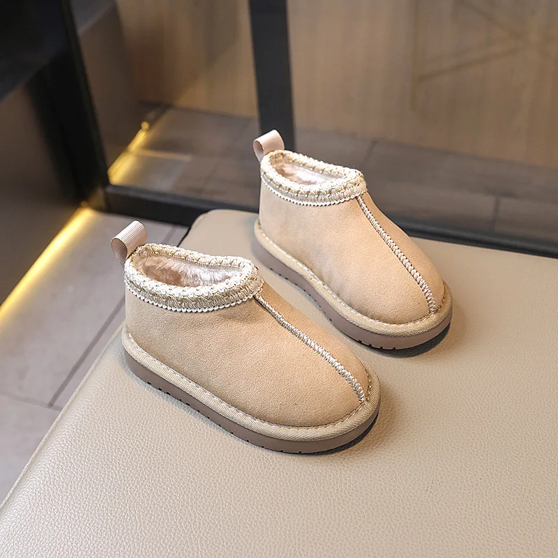 2025 Winter Kids Suede Snow Boots Toddler Fur Slippers Baby Shoes Ultra Girls Boy Low-top Warm Boot view 3