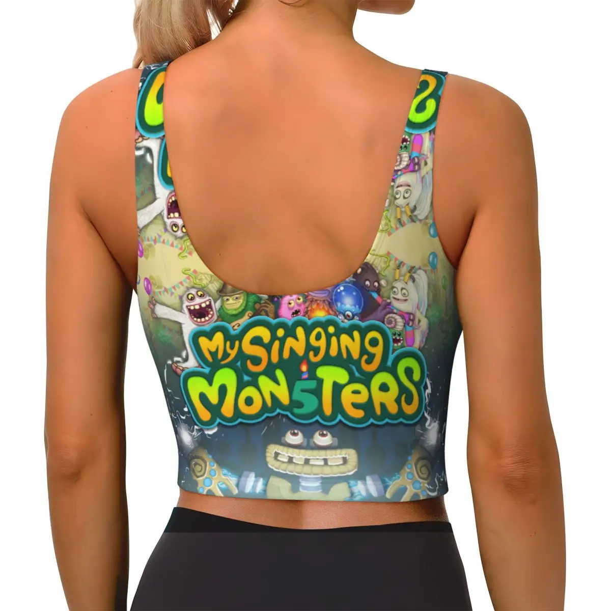 Custom High Impact My Singing Monsters reggiseno sportivo allenamento in palestra da donna Yoga Crop Top